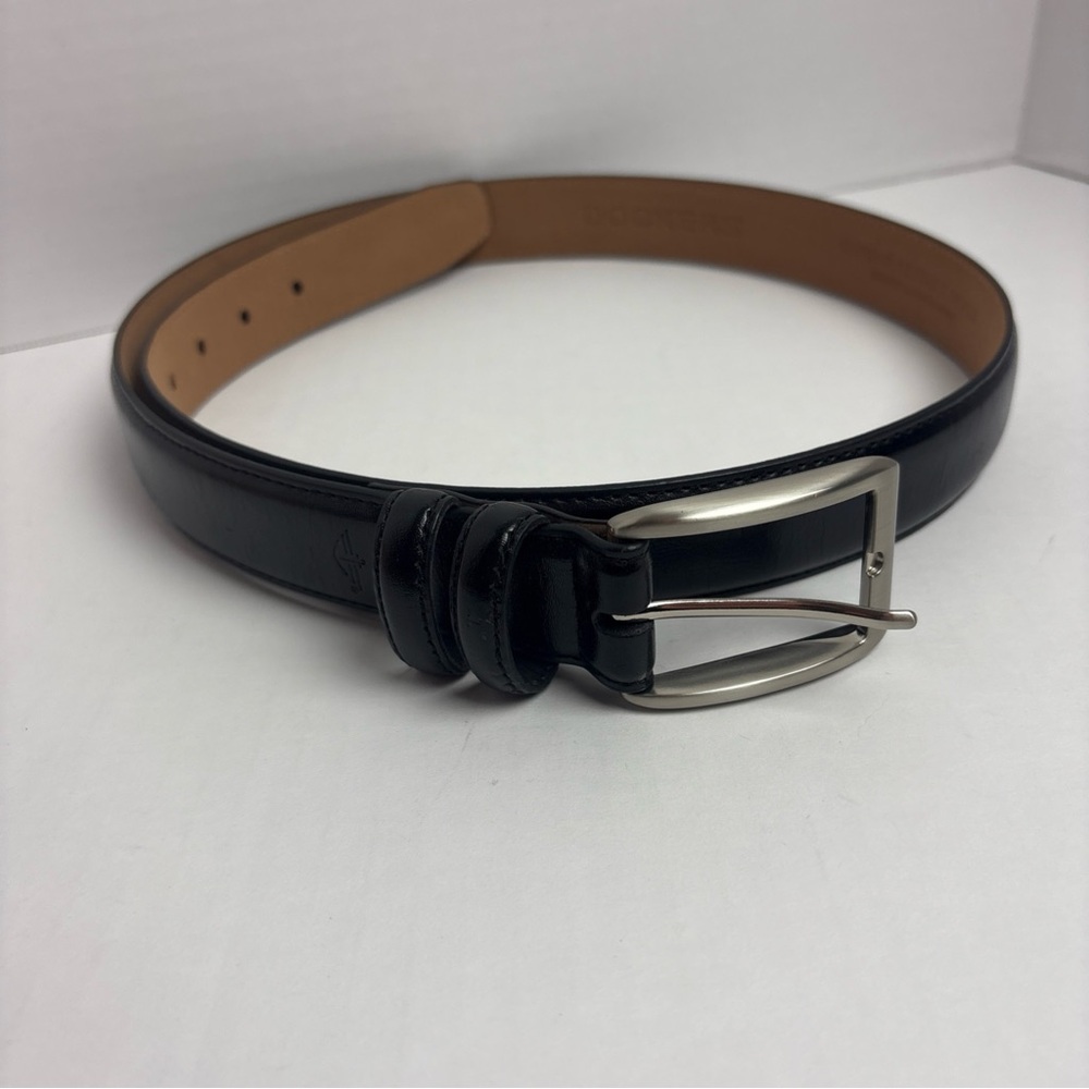 Dockers Men Size 38 Belt Black Leather Casual Dress Silver Tone Buckle Everyday